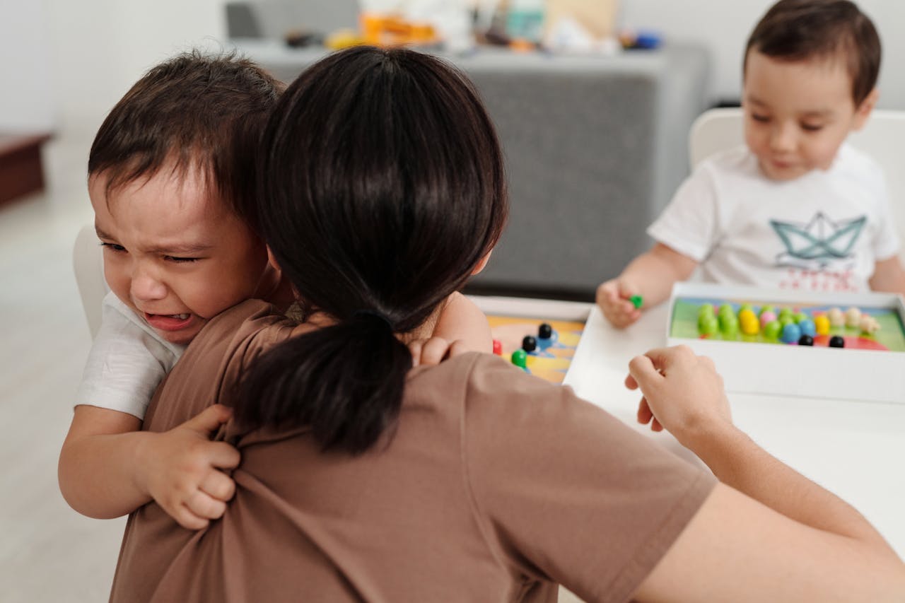 Hugging kid without yelling